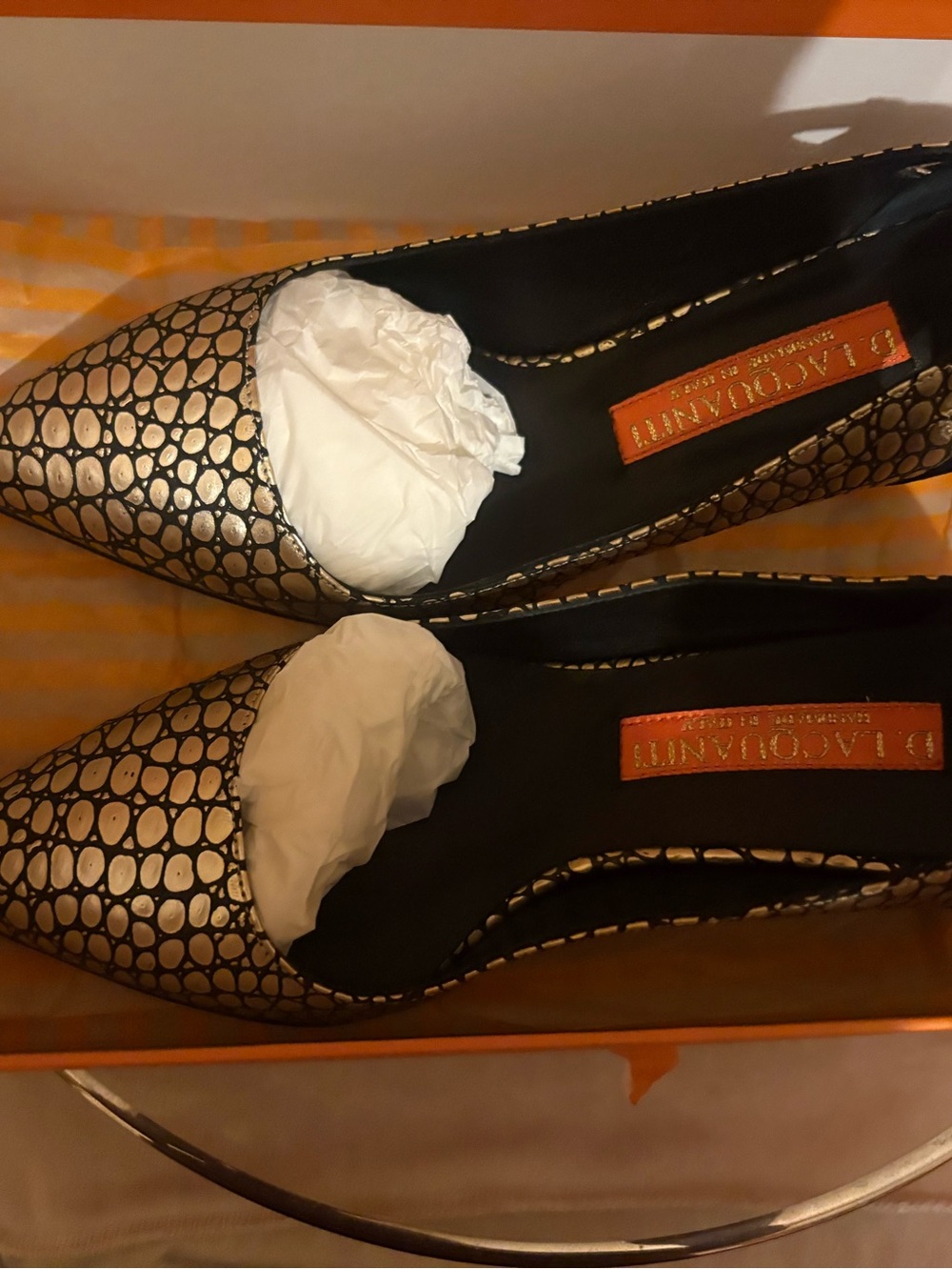 Metallic Gold Pointed Toe Flats